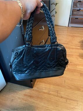 Fox Black Quilted Braided-Handle Shoulder Bag